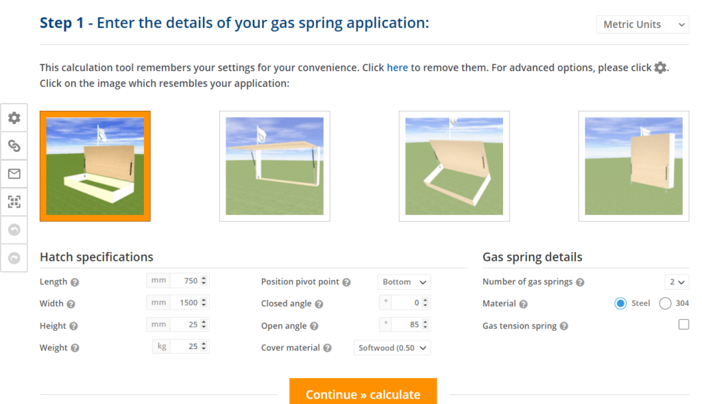 Gas spring calculation excel